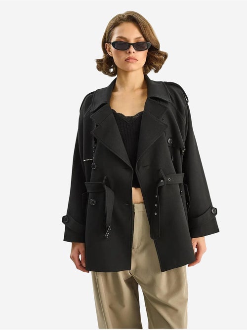 Trench coat midi em mistura de algodão com fecho de botões lucci - Kiabi Trench coat midi em mistura de algodão com fecho de botões lucci - Kiabi