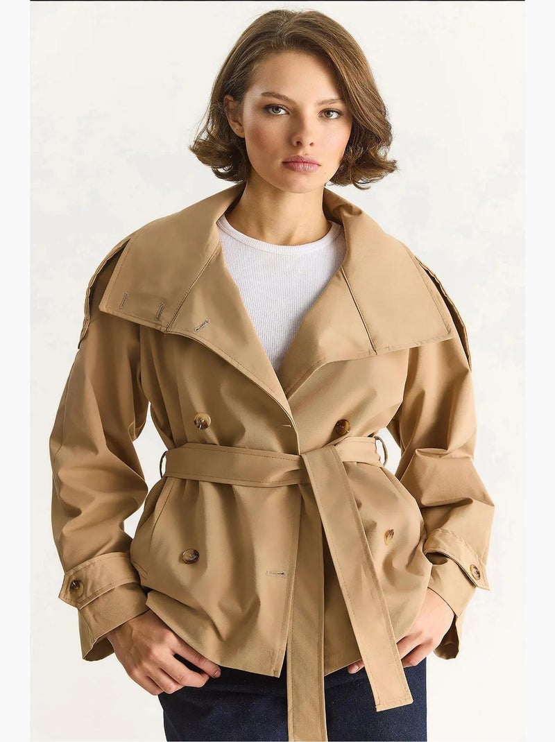 Trench coat oversized com botões lucci Camelo - Kiabi