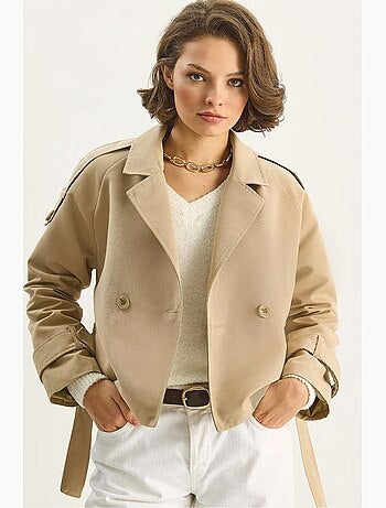 Trench coat oversized com fecho de atar lucci
