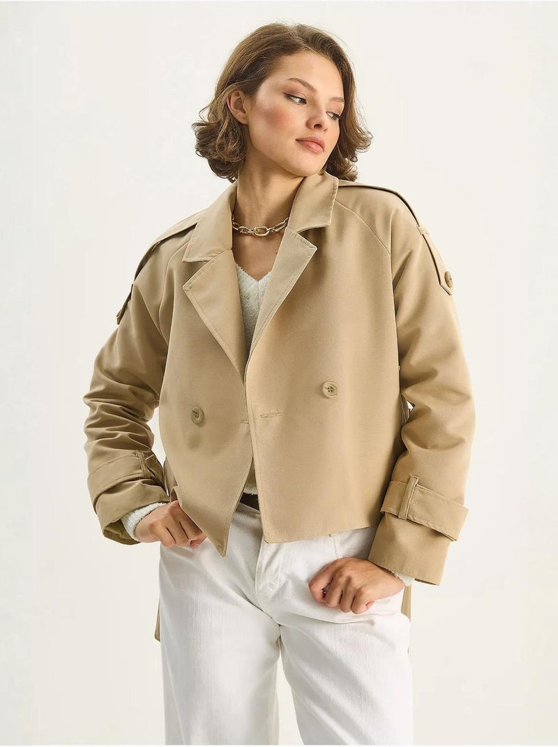 Trench coat oversized com fecho de atar lucci Bege-argila - Kiabi