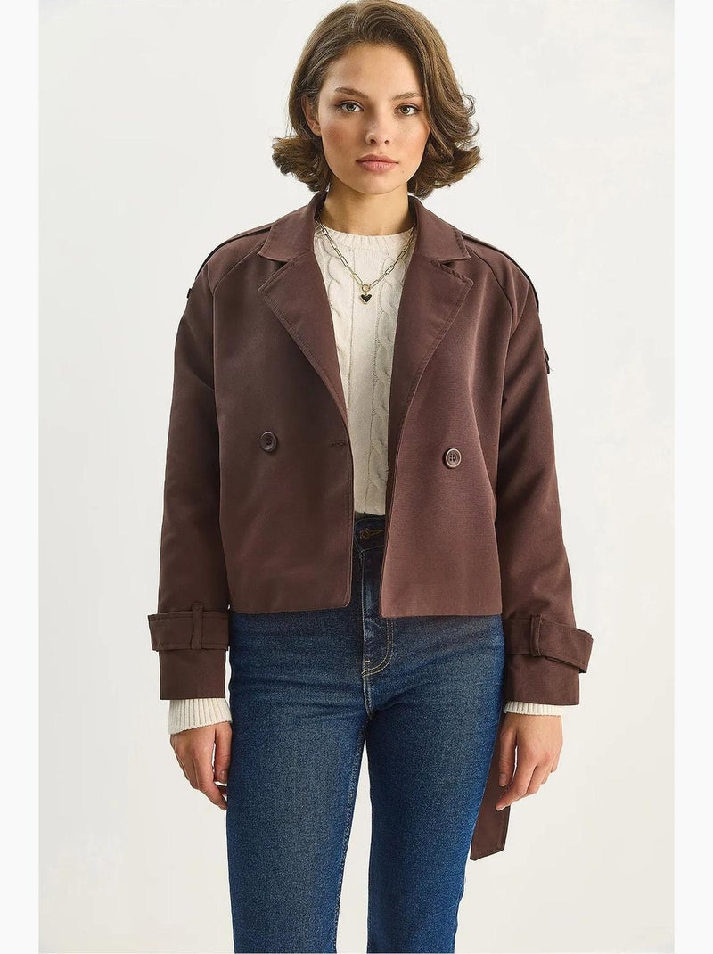 Trench coat oversized com fecho de atar lucci Castanho-escuro - Kiabi