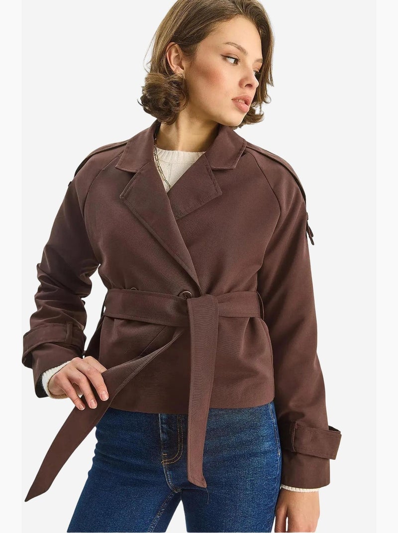 Trench coat oversized com fecho de atar lucci Castanho-escuro - Kiabi