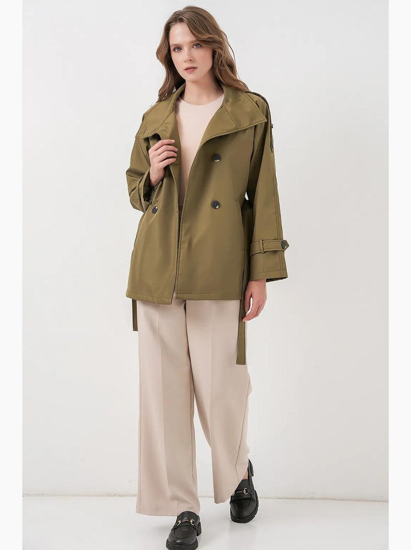 Trench coat regular fit com gola de casaco bdart Cáqui - Kiabi