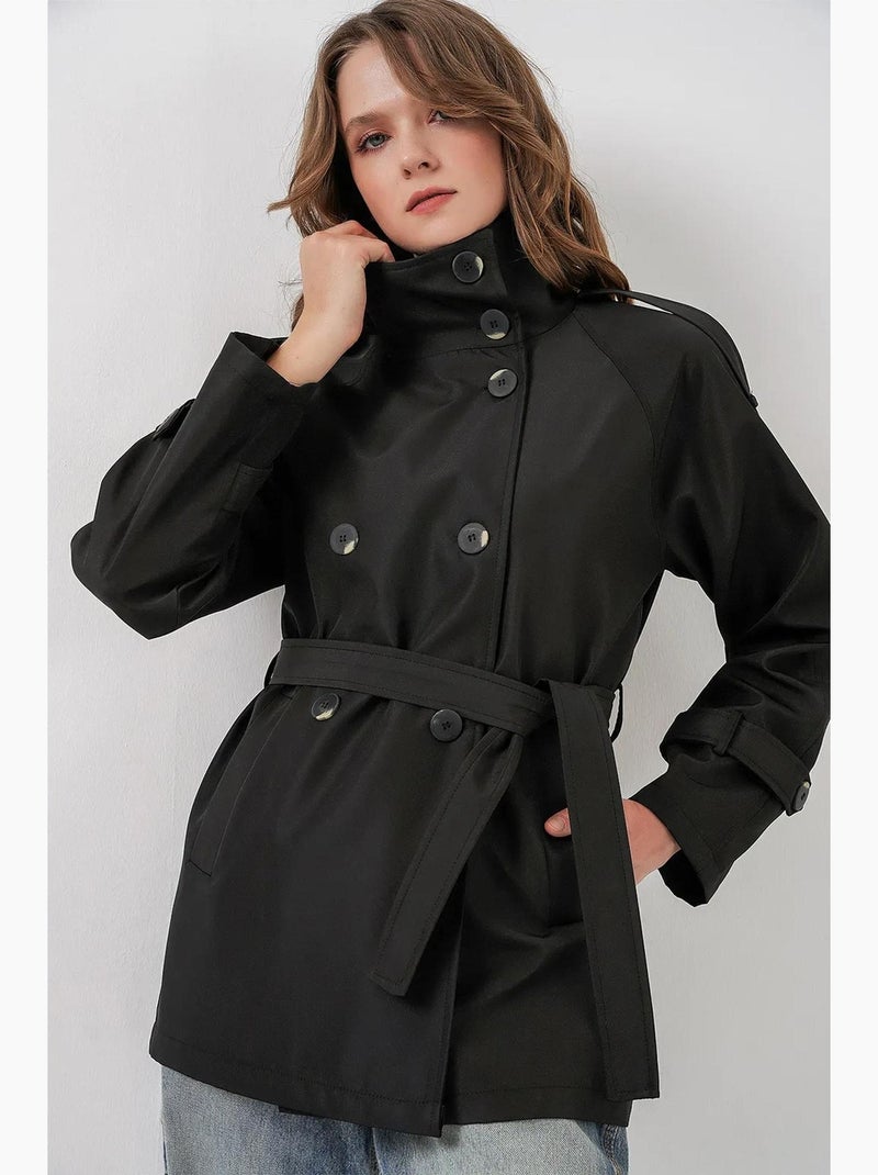 Trench coat regular fit com gola de casaco bdart Preto - Kiabi
