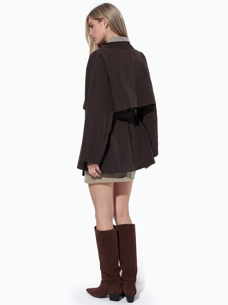 Trench coat trespassado com cinto hiccup Castanho-escuro - Kiabi