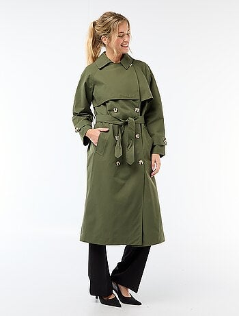 Trench comprido com abotoadura dupla