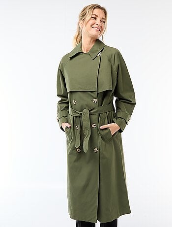 Trench comprido com abotoadura dupla