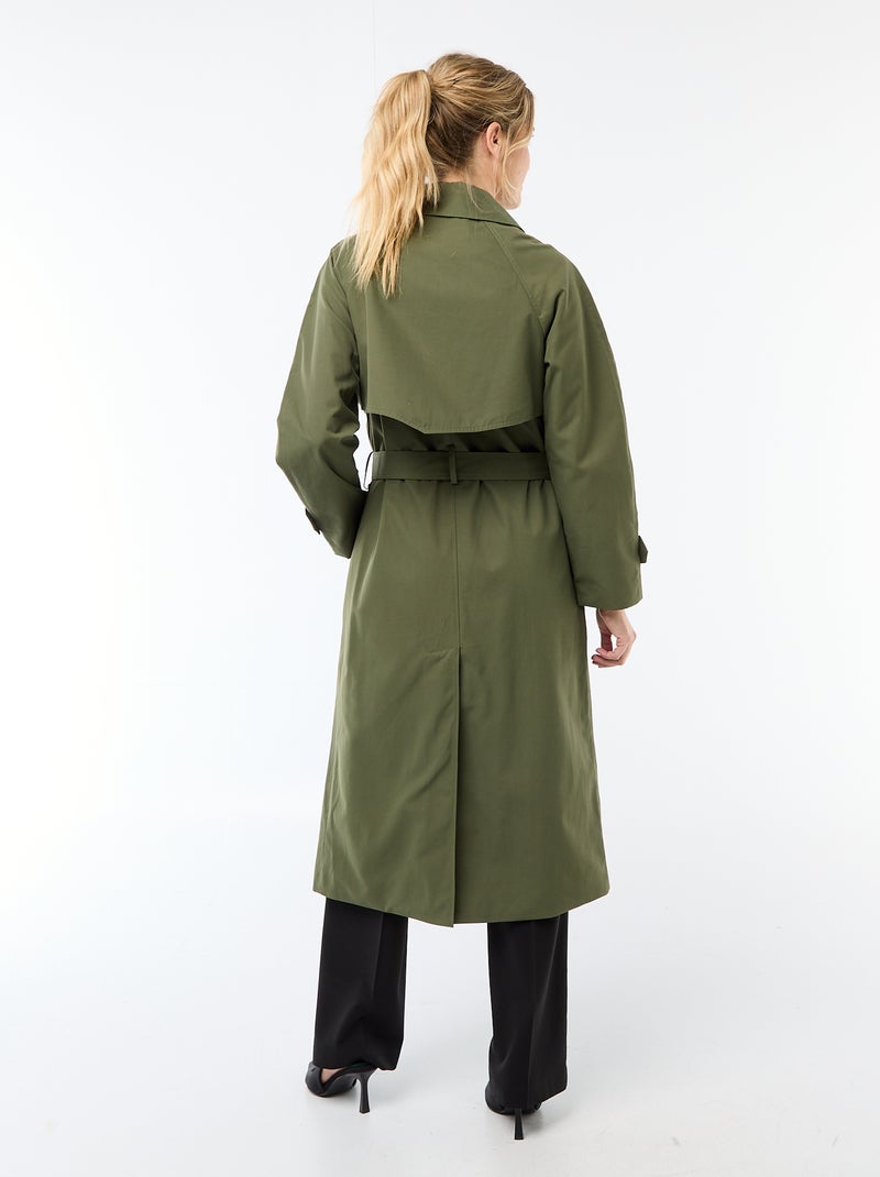 Trench comprido com abotoadura dupla Verde - Kiabi
