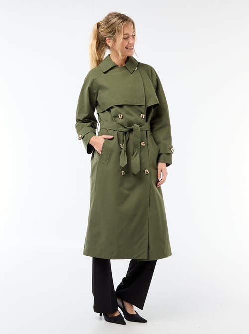 Trench comprido com abotoadura dupla - Kiabi