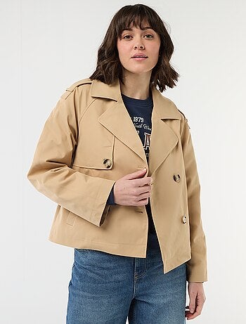 Trench curto em algodão