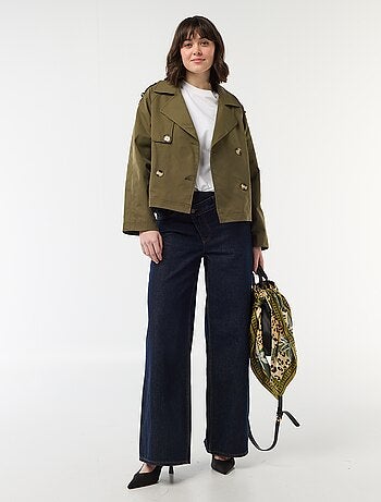 Trench curto em algodão