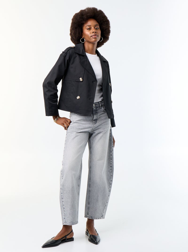 Trench curto Preto - Kiabi