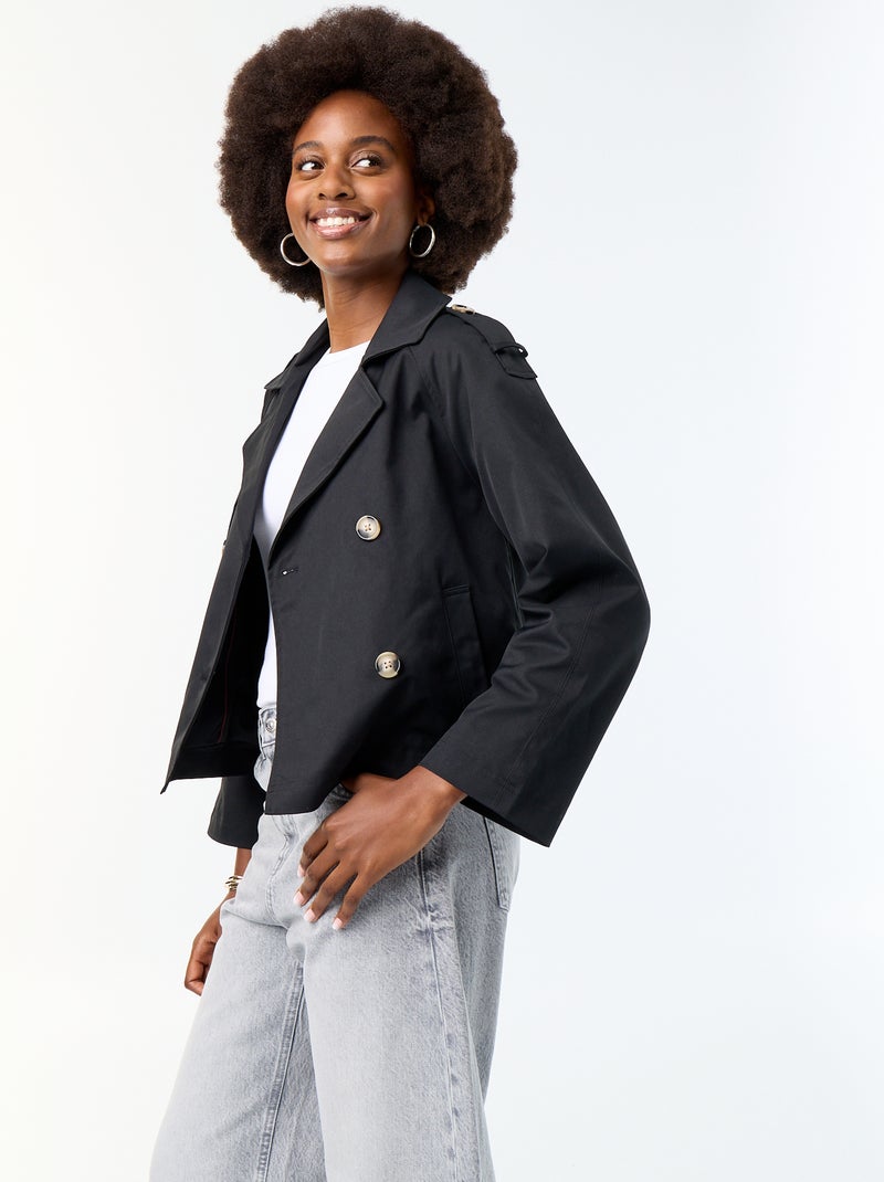 Trench curto Preto - Kiabi