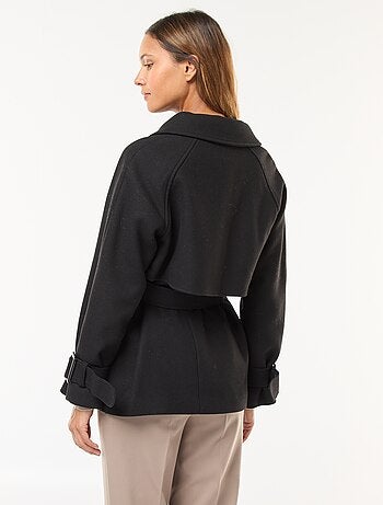Trench estilo lã com cinto na cintura