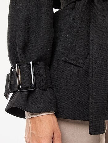 Trench estilo lã com cinto na cintura