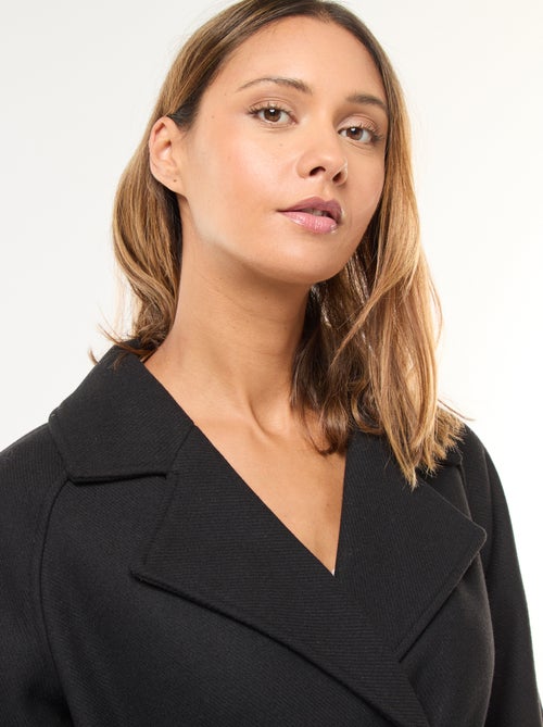 Trench estilo lã com cinto na cintura - Kiabi