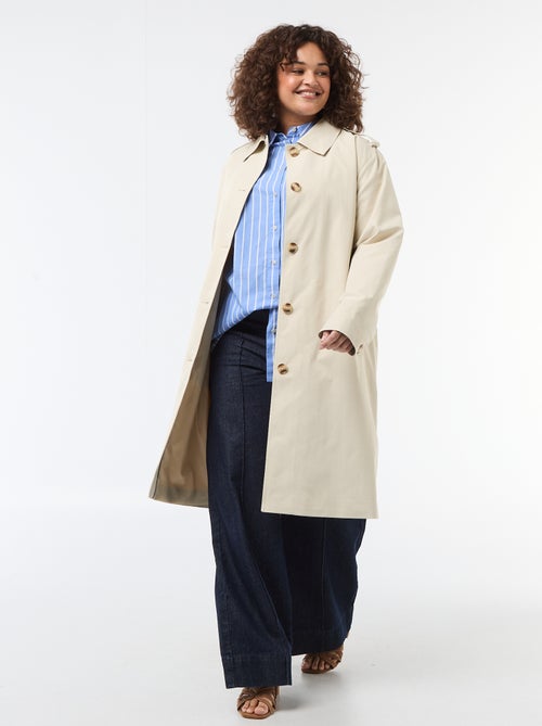 Trench midi com gola de camisa - Kiabi