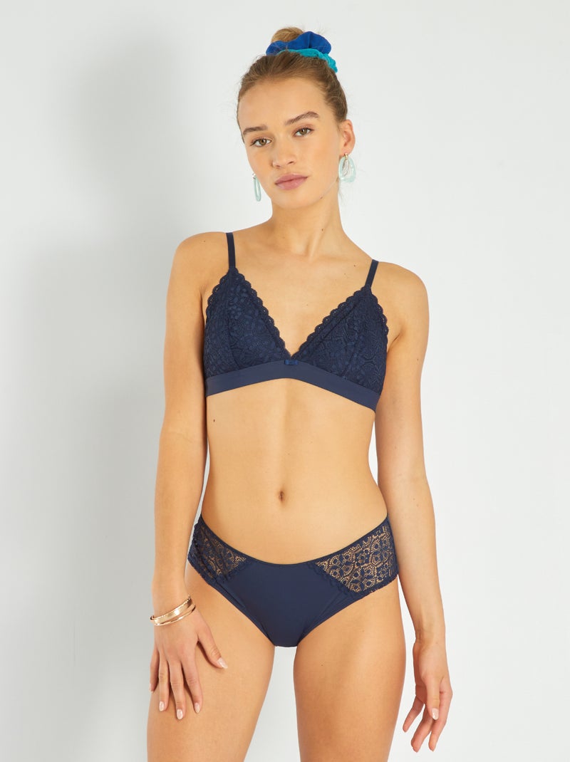 Triângulo de renda Azul Preto - Kiabi