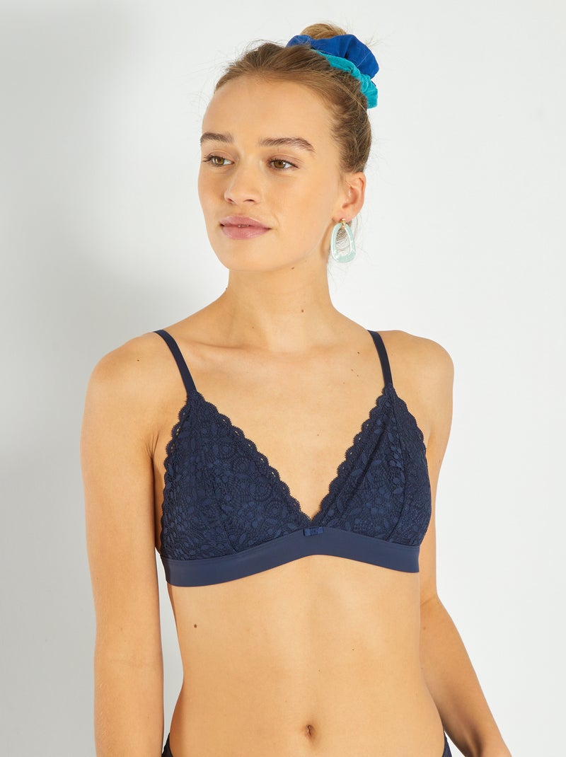 Triângulo de renda Azul Preto - Kiabi