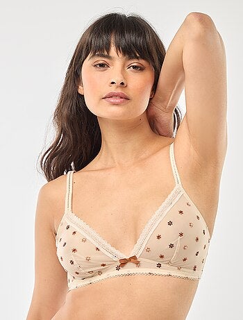 Triângulo em tule transparente floral