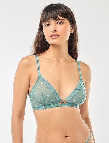 Triângulo em tule transparente floral