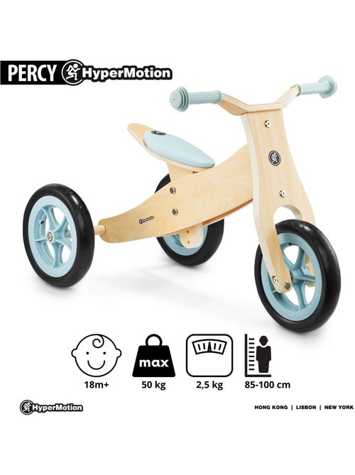 Triciclo e bicicleta de equilíbrio em madeira 2 em 1 percy para crianças - Kiabi