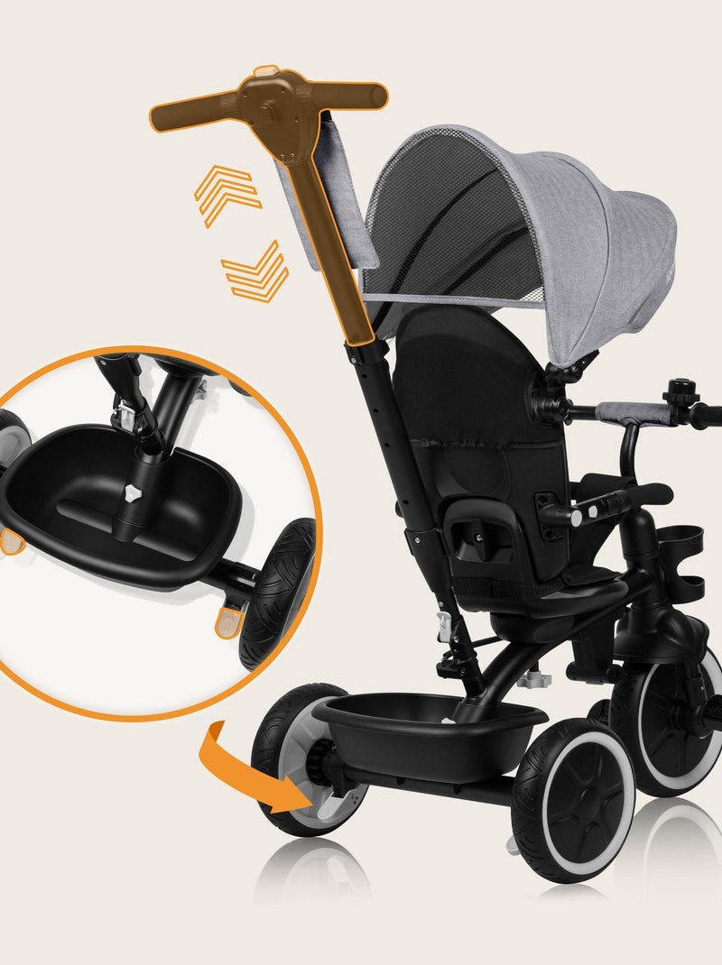 Triciclo evolutivo 2 em 1 LIONELO Berry – Bicicleta com guiador – A partir dos 9 meses – Campainha Cinza - Kiabi