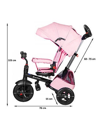 Triciclo evolutivo 3 em 1 hypermotion com função de carrinho para crianças 12 meses a 5 anos