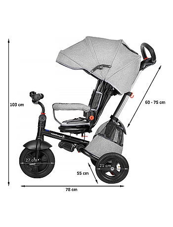 Triciclo evolutivo hypermotion 12 meses–5 anos com função de carrinho e capota