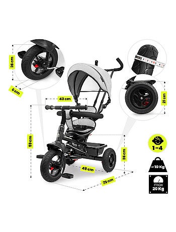 Triciclo evolutivo hypermotion frey 3 em 1 para crianças dos 1 aos 4 anos
