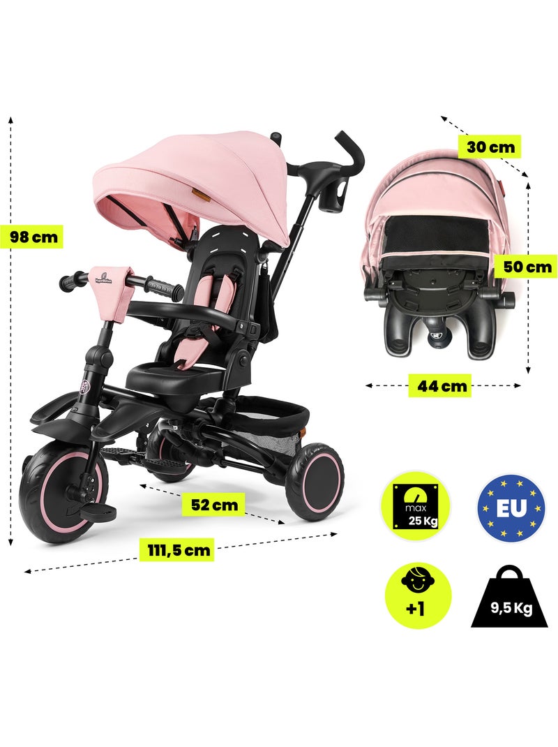 Triciclo hypermotion tobi timber dobrável e multifuncional para crianças – rosa Rosa - Kiabi