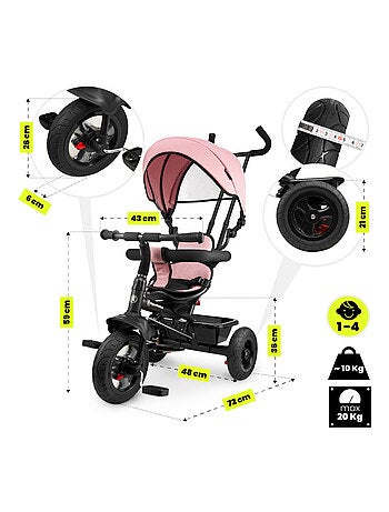 Triciclo infantil hypermotion frey 3 em 1 com função de empurrar e pedais