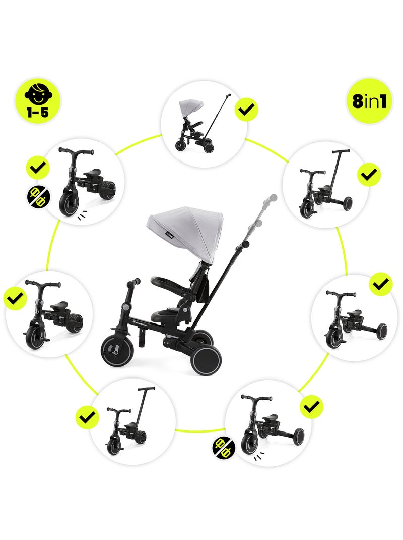 Triciclo multifuncional 8 em 1 tobi forest para crianças de 1 a 5 anos Cinza - Kiabi