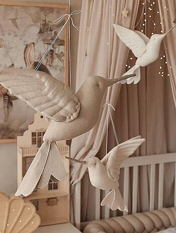 Troféu de parede colibri em linho para quarto infantil | sevira kids