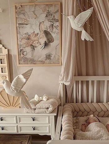 Troféu de parede colibri em linho para quarto infantil | sevira kids