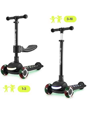Trotinete 3 em 1 hypermotion lumi com luzes, assento removível e rodas de borracha
