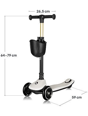 Trotinete 3 Rodas LIONELO Mey - Rodas com Luz - Dobrável - Regulável - Cesto