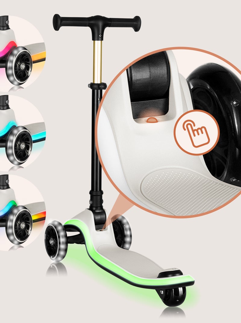 Trotinete 3 Rodas LIONELO Mey - Rodas com Luz - Dobrável - Regulável - Cesto Bege - Kiabi