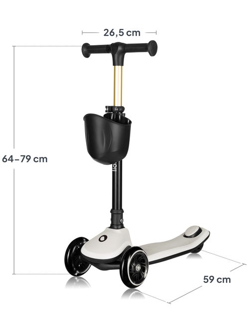 Trotinete 3 Rodas LIONELO Mey - Rodas com Luz - Dobrável - Regulável - Cesto - Kiabi