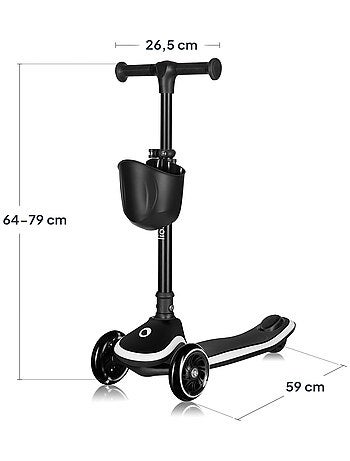 Trotinete 3 Rodas LIONELO Mey - Rodas com Luz - Dobrável - Regulável - Cesto