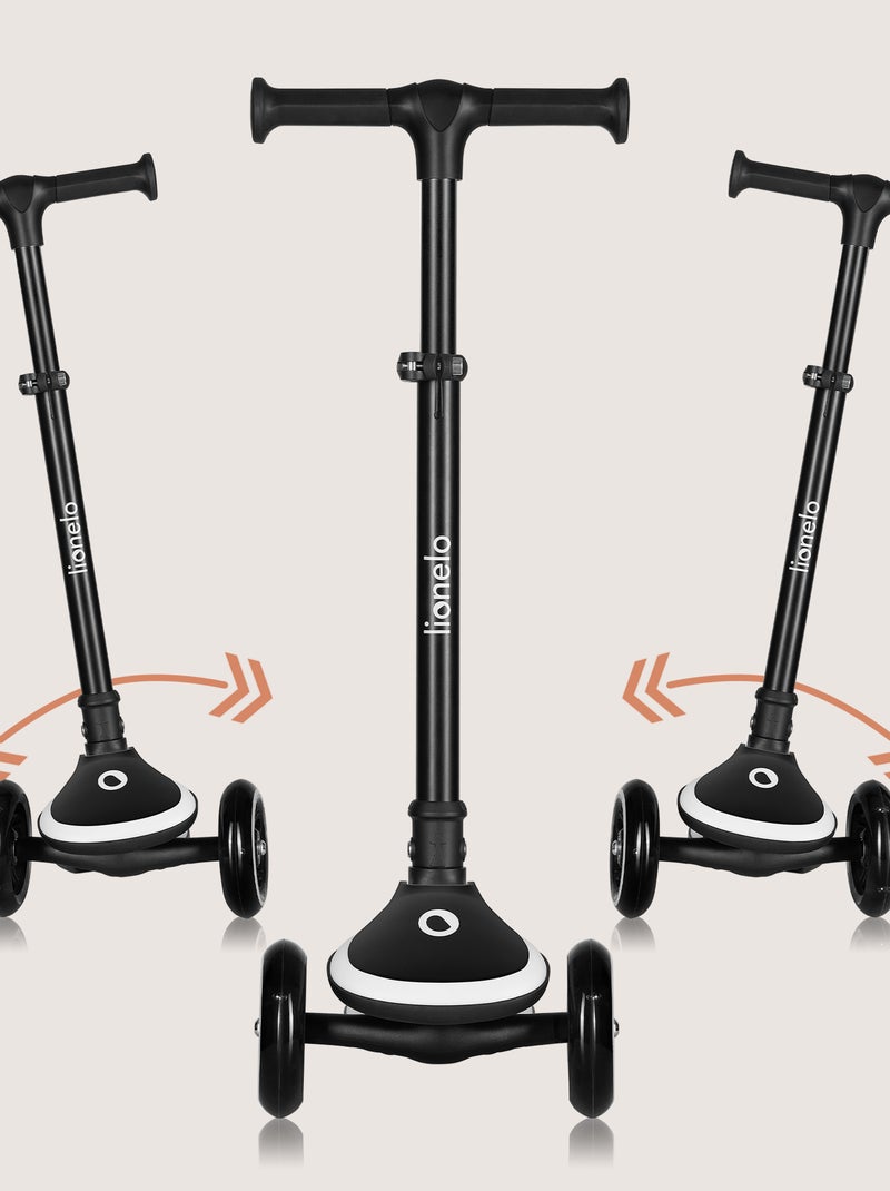Trotinete 3 Rodas LIONELO Mey - Rodas com Luz - Dobrável - Regulável - Cesto Preto - Kiabi