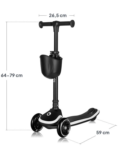 Trotinete 3 Rodas LIONELO Mey - Rodas com Luz - Dobrável - Regulável - Cesto - Kiabi