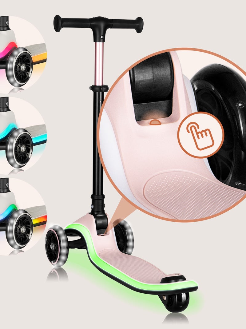 Trotinete 3 Rodas LIONELO Mey - Rodas com Luz - Dobrável - Regulável - Cesto Rosa - Kiabi