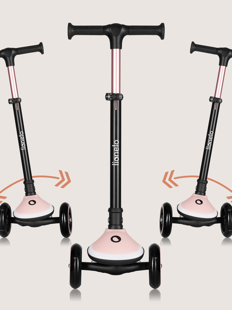 Trotinete 3 Rodas LIONELO Mey - Rodas com Luz - Dobrável - Regulável - Cesto Rosa - Kiabi