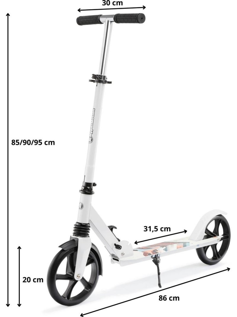Trotinete de 2 rodas hypermotion city swift para crianças, adolescentes e adultos Branco - Kiabi