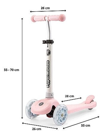 Trotinete de 3 rodas autoequilibrada – rodas led e guiador ajustável