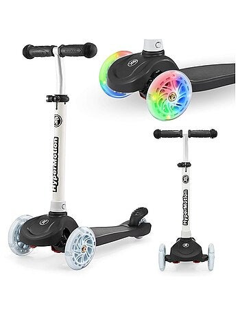 Trotinete de 3 rodas equilibrada – rodas led luminosas e guiador ajustável