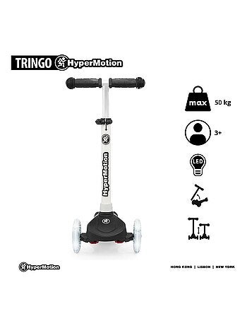 Trotinete de 3 rodas equilibrada – rodas led luminosas e guiador ajustável