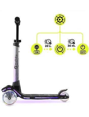 Trotinete de 3 rodas hypermotion becky led rgb para crianças – preta