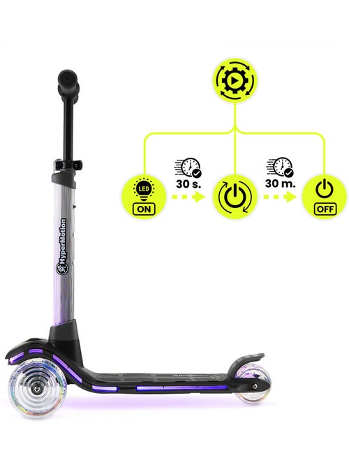 Trotinete de 3 rodas hypermotion becky led rgb para crianças – preta - Kiabi